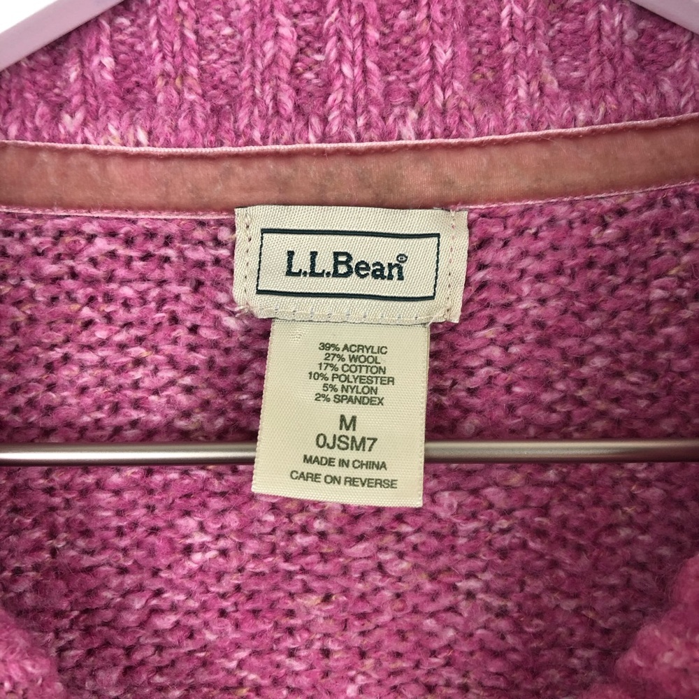 L.L. Bean Wool Blend Cable Knit Cardigan Sweater - Picture 3 of 5